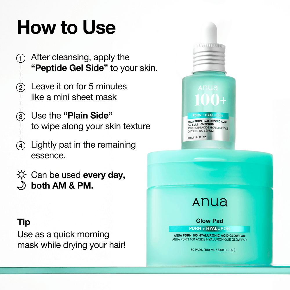 [anua] PDRN 100 Hyaluronic Acid Glow Pad 180ml 60ea - KuteSkin