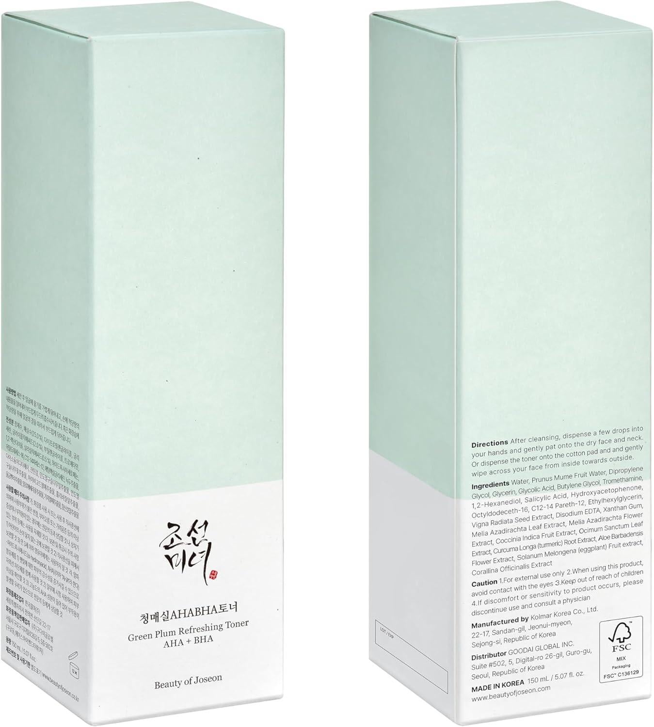 [BeautyOfJoseon] Green Plum Refreshing Toner : AHA + BHA 150ml - KuteSkin
